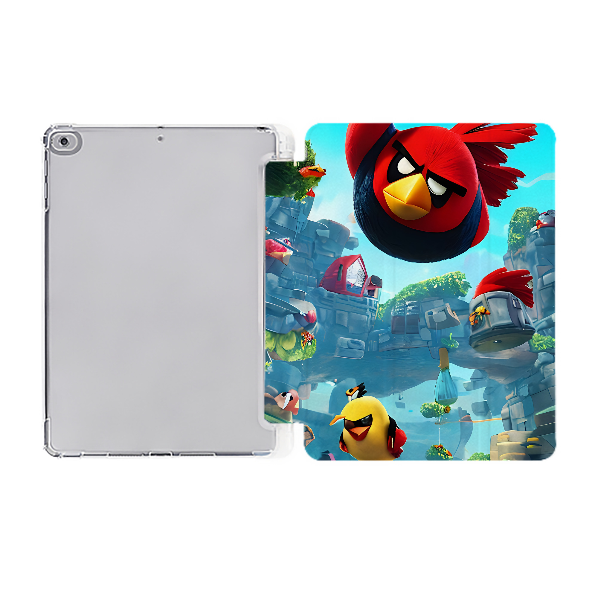 （画像用） Angry Birds アングリーバード IPad ケース ペン収納付き 三つ折りスタンド PUレザー×シリコン 対応機種9.5/10.5/10.9インチ